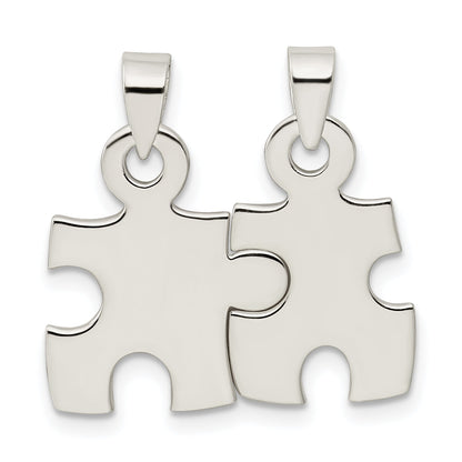 Sterling Silver Polished Puzzle Pieces Pendant