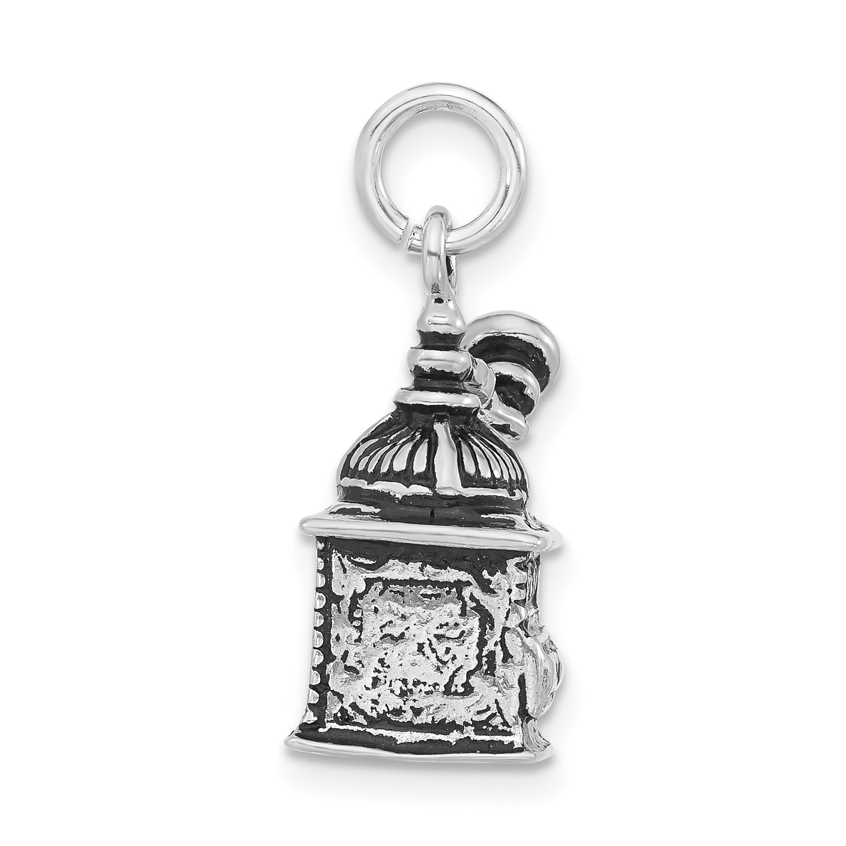 Sterling Silver 3-D Polished & Antiqued Coffee Grinder Charm