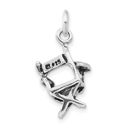 Sterling Silver 3-D Polished & Antiqued Directors Chair Charm