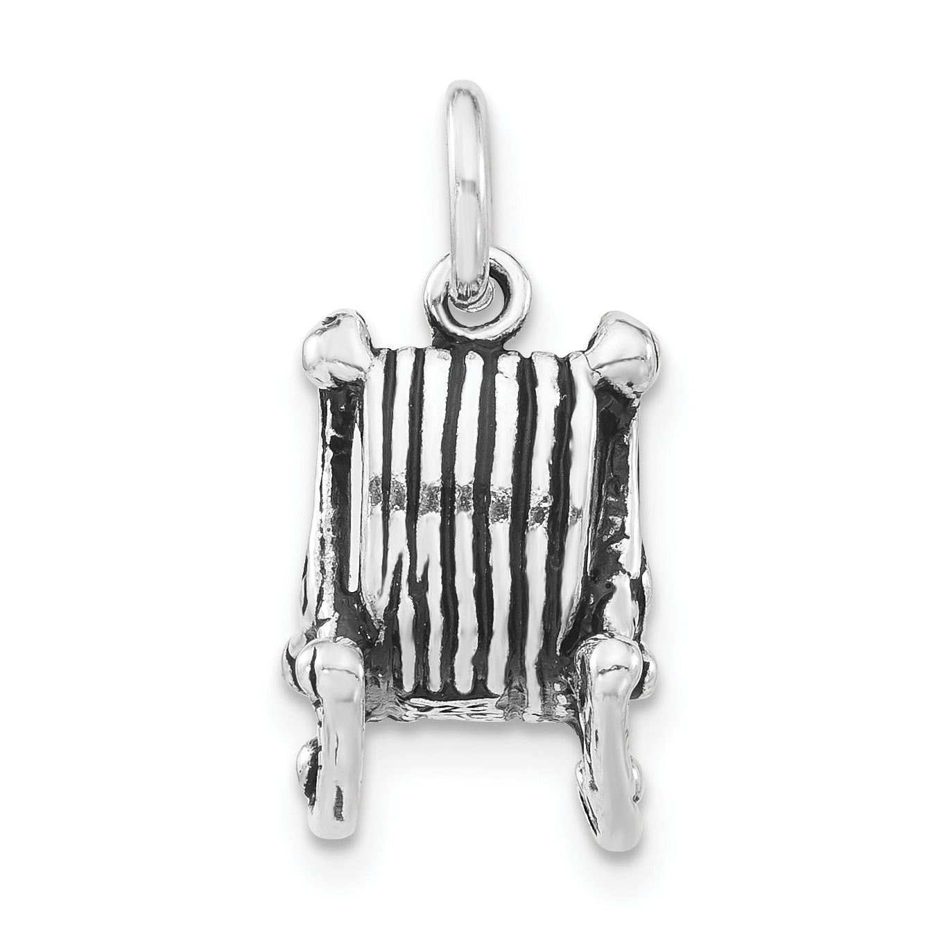 Sterling Silver 3-D Polished & Antiqued Rocking Chair Charm