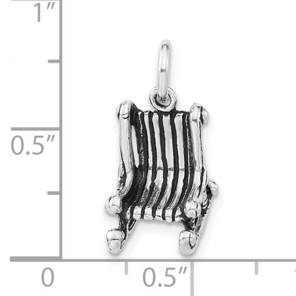 Sterling Silver 3-D Polished & Antiqued Rocking Chair Charm