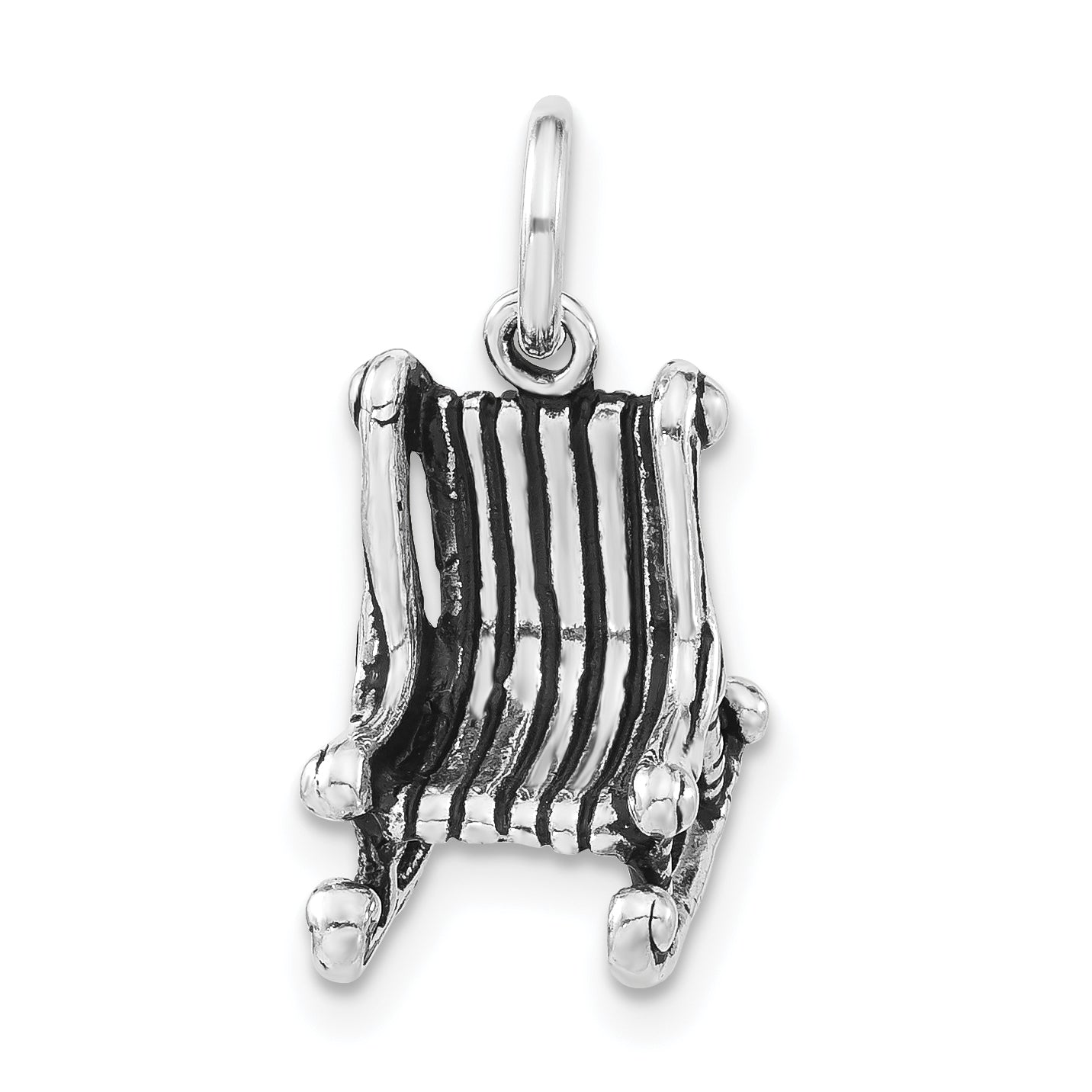 Sterling Silver 3-D Polished & Antiqued Rocking Chair Charm