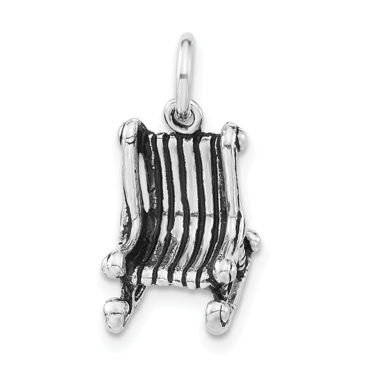 Sterling Silver 3-D Polished & Antiqued Rocking Chair Charm