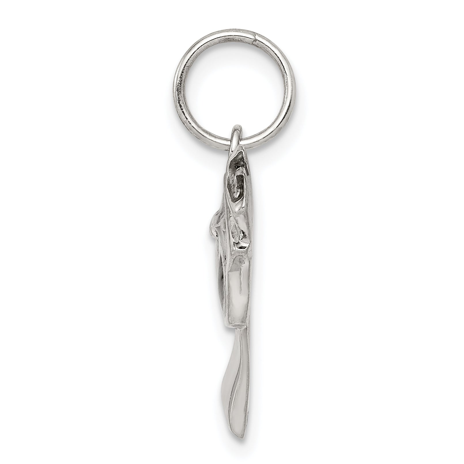 Sterling Silver Rhod-Pltd Black Enamel Graduation Cap/Diploma Charm