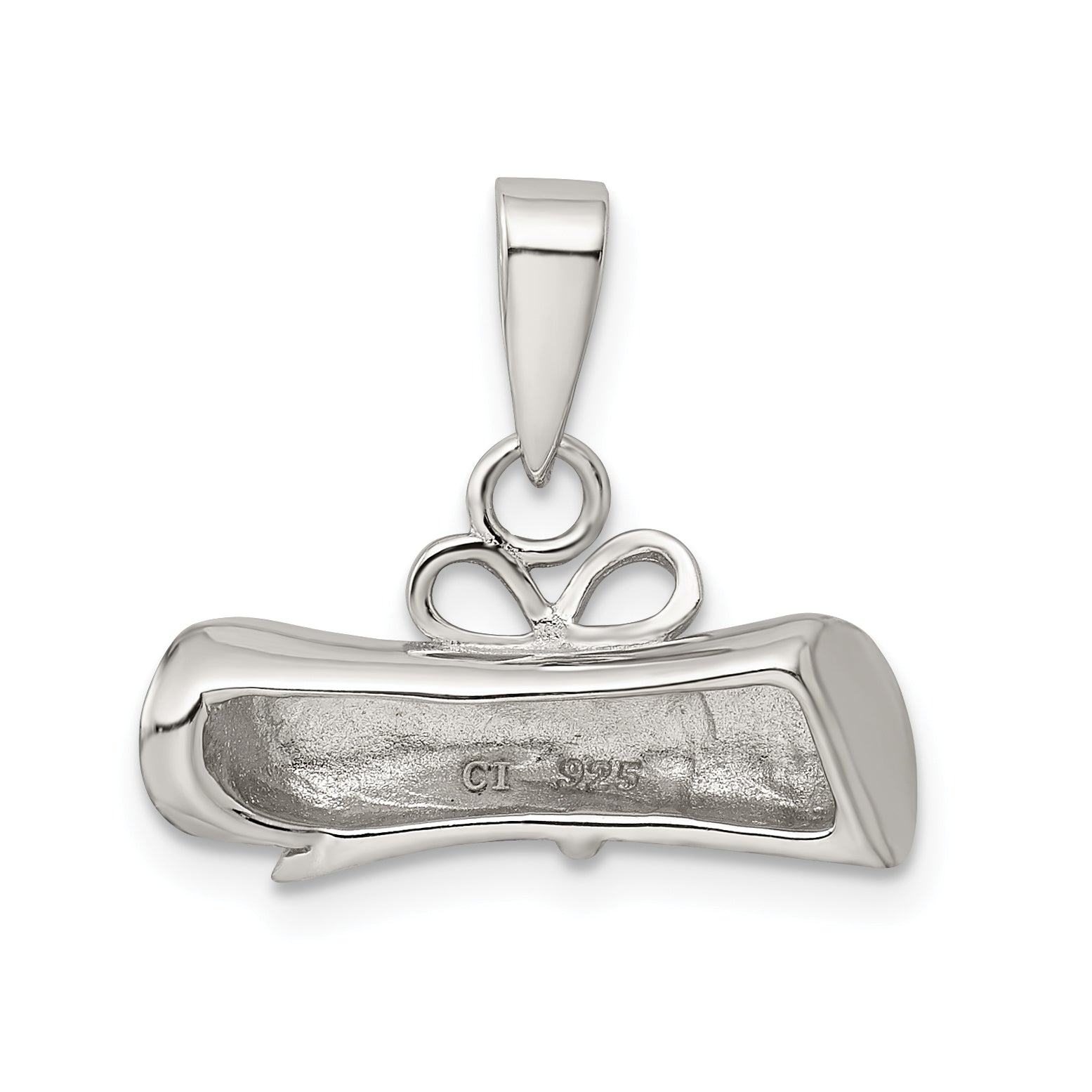 Sterling Silver Rhodium-Plated Rolled-Up Diploma Charm