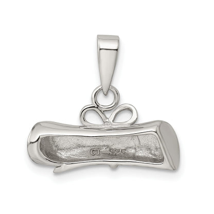 Sterling Silver Rhodium-Plated Rolled-Up Diploma Charm