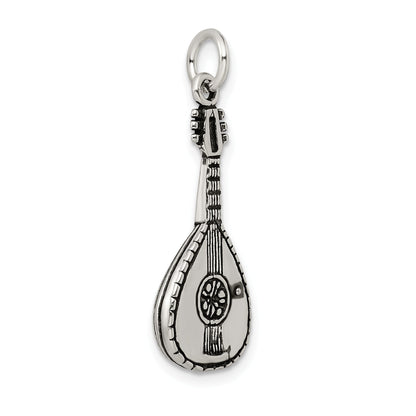 Sterling Silver Antiqued 3D Mandolin Charm
