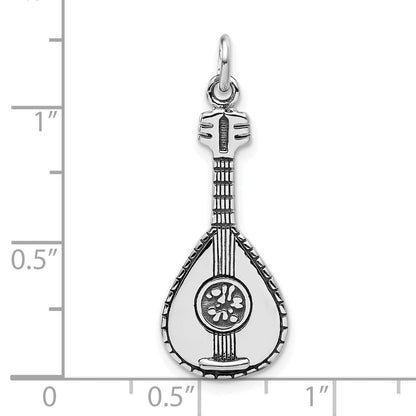 Sterling Silver Antiqued 3D Mandolin Charm