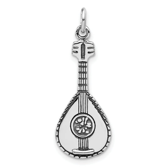 Sterling Silver Antiqued 3D Mandolin Charm