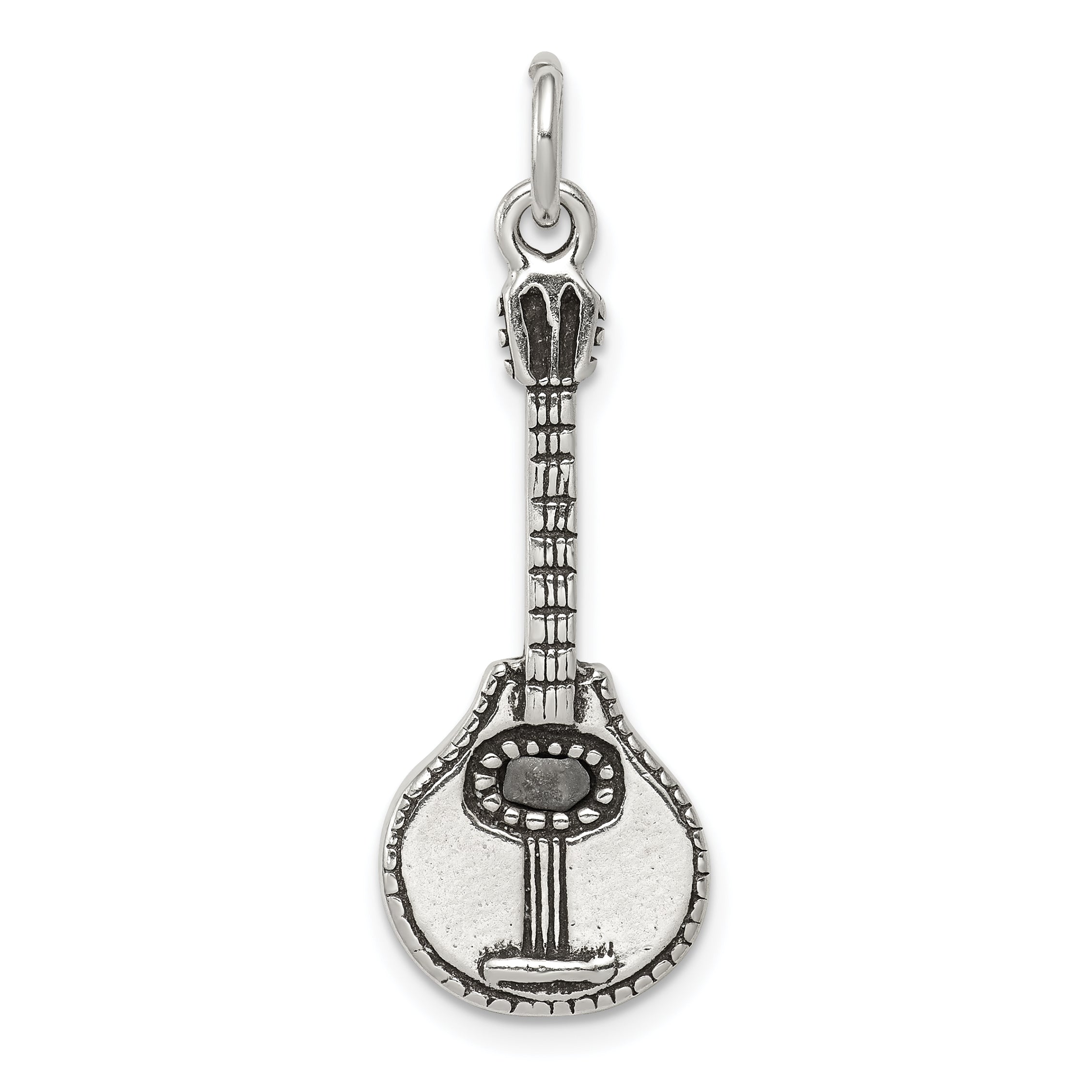 Sterling Silver Antiqued Mandolin Charm
