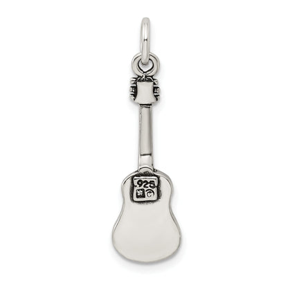 Sterling Silver Antiqued Acoustic Guitar Charm