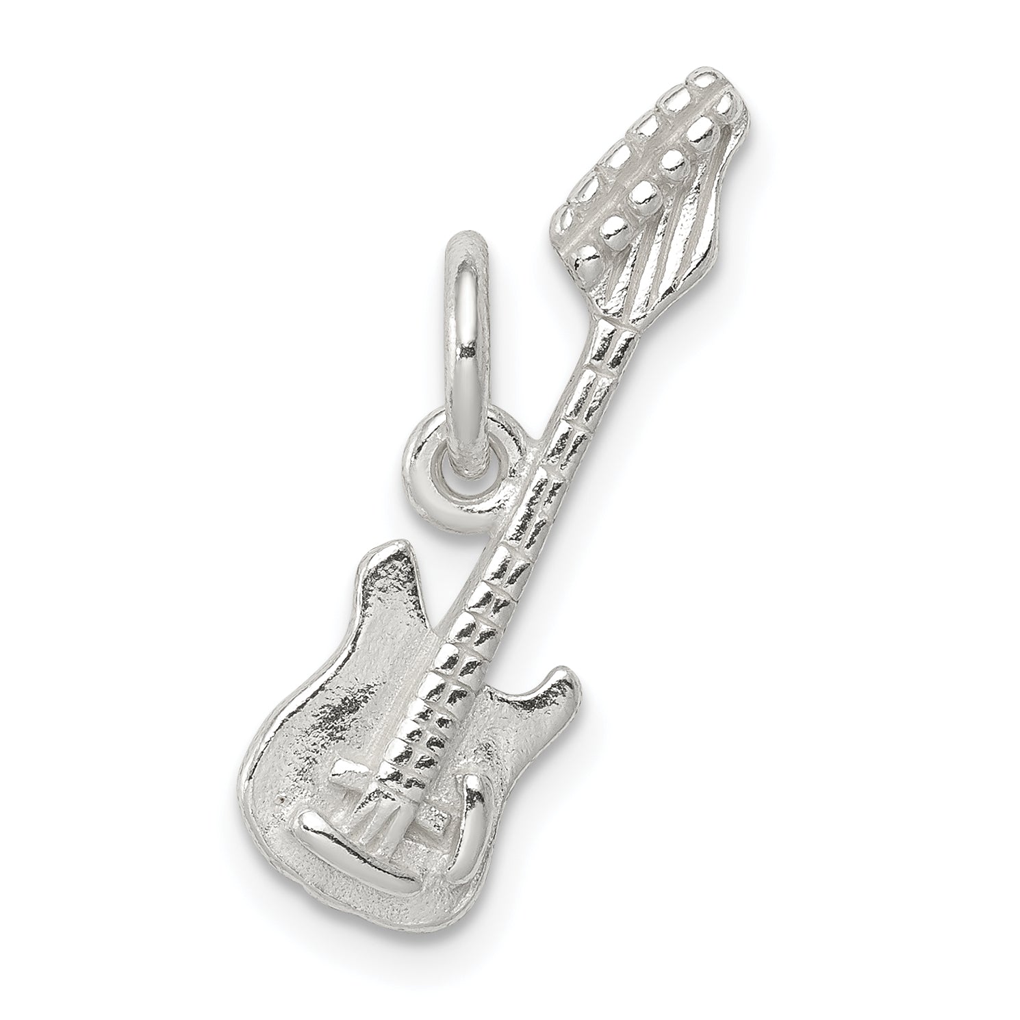 Sterling Silver Rhodium-Plated Electric Guitar Charm