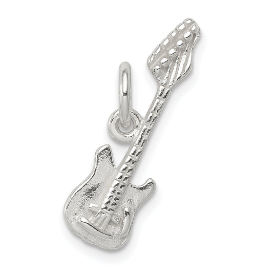 Sterling Silver Rhodium-Plated Electric Guitar Charm