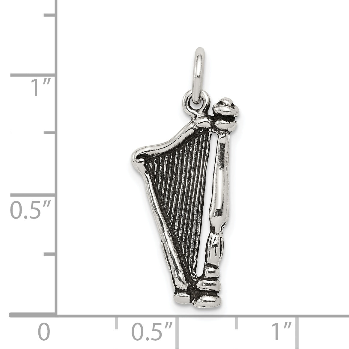 Sterling Silver Antiqued Harp Charm