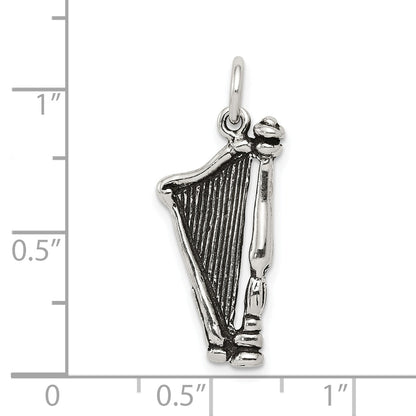 Sterling Silver Antiqued Harp Charm