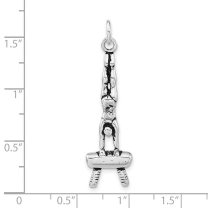 Sterling Silver Polished & Antiqued Gymnasts Charm