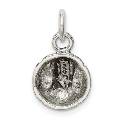 Sterling Silver Antiqued Baseball Charm