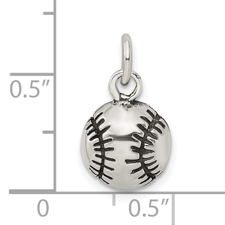 Sterling Silver Antiqued Baseball Charm