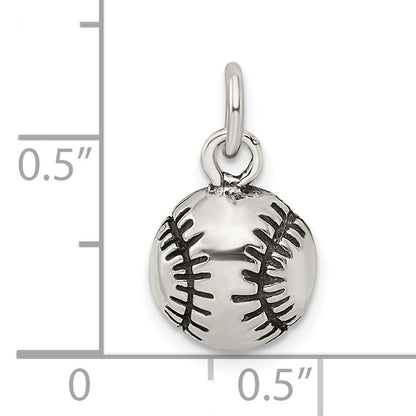 Sterling Silver Antiqued Baseball Charm
