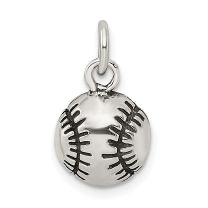 Sterling Silver Antiqued Baseball Charm