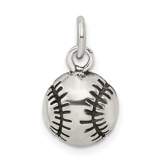 Sterling Silver Antiqued Baseball Charm