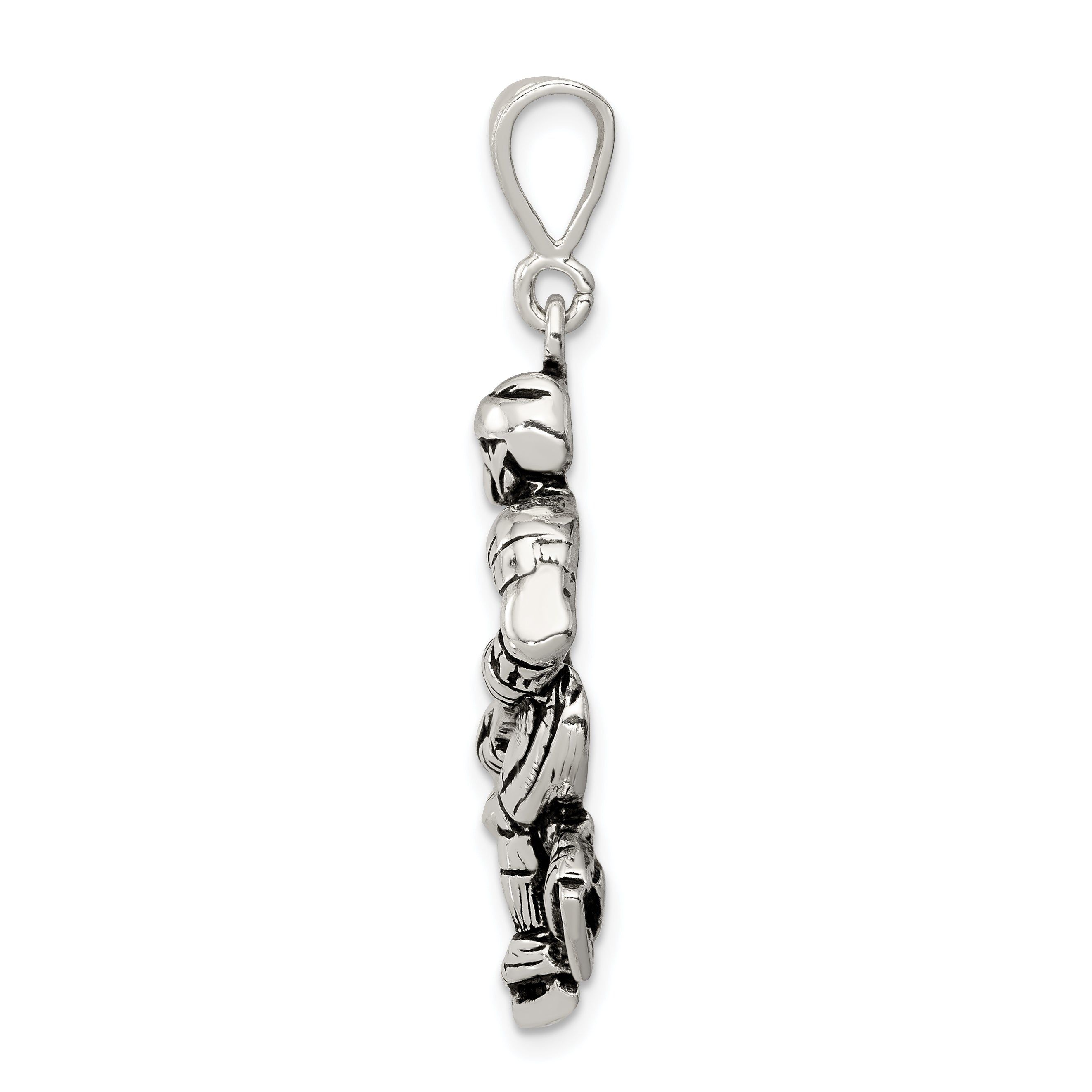 Sterling Silver Antiqued Hockey Player Charm