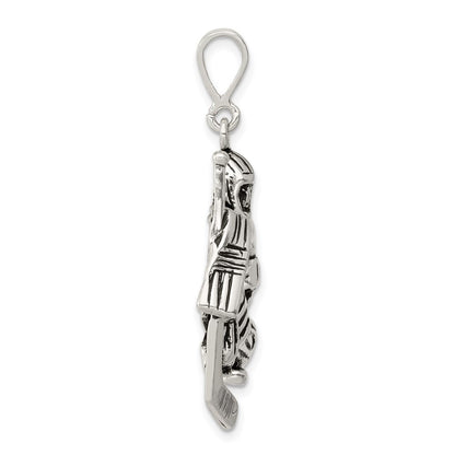 Sterling Silver Antiqued Hockey Player Charm