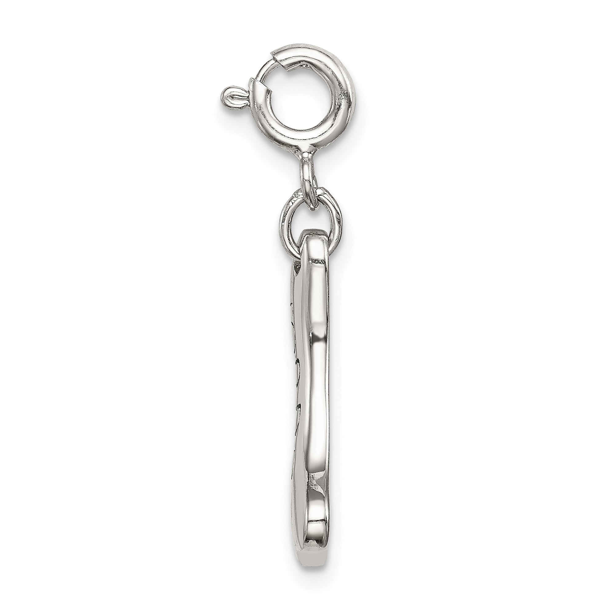 Sterling Silver Rhodium-Plated Cz Dog Bone Top Charm