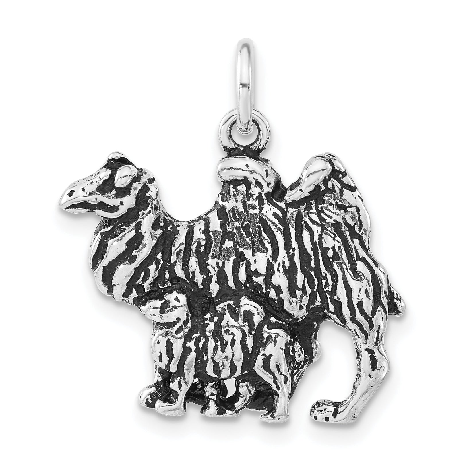 Sterling Silver Antiqued Camel & Baby Charm