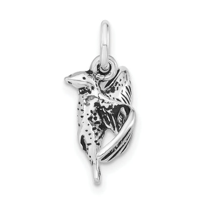 Sterling Silver 3-D Polished & Antiqued Bird Charm