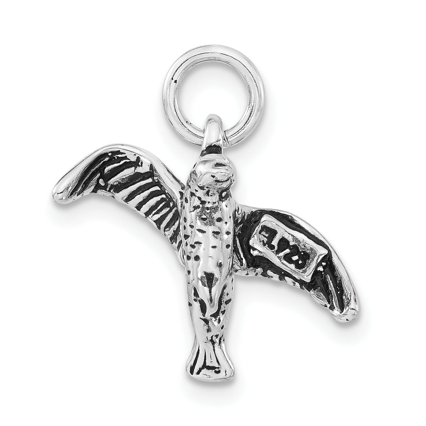 Sterling Silver 3-D Polished & Antiqued Bird Charm