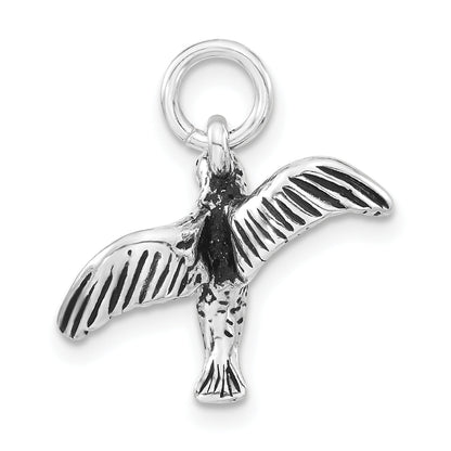 Sterling Silver 3-D Polished & Antiqued Bird Charm