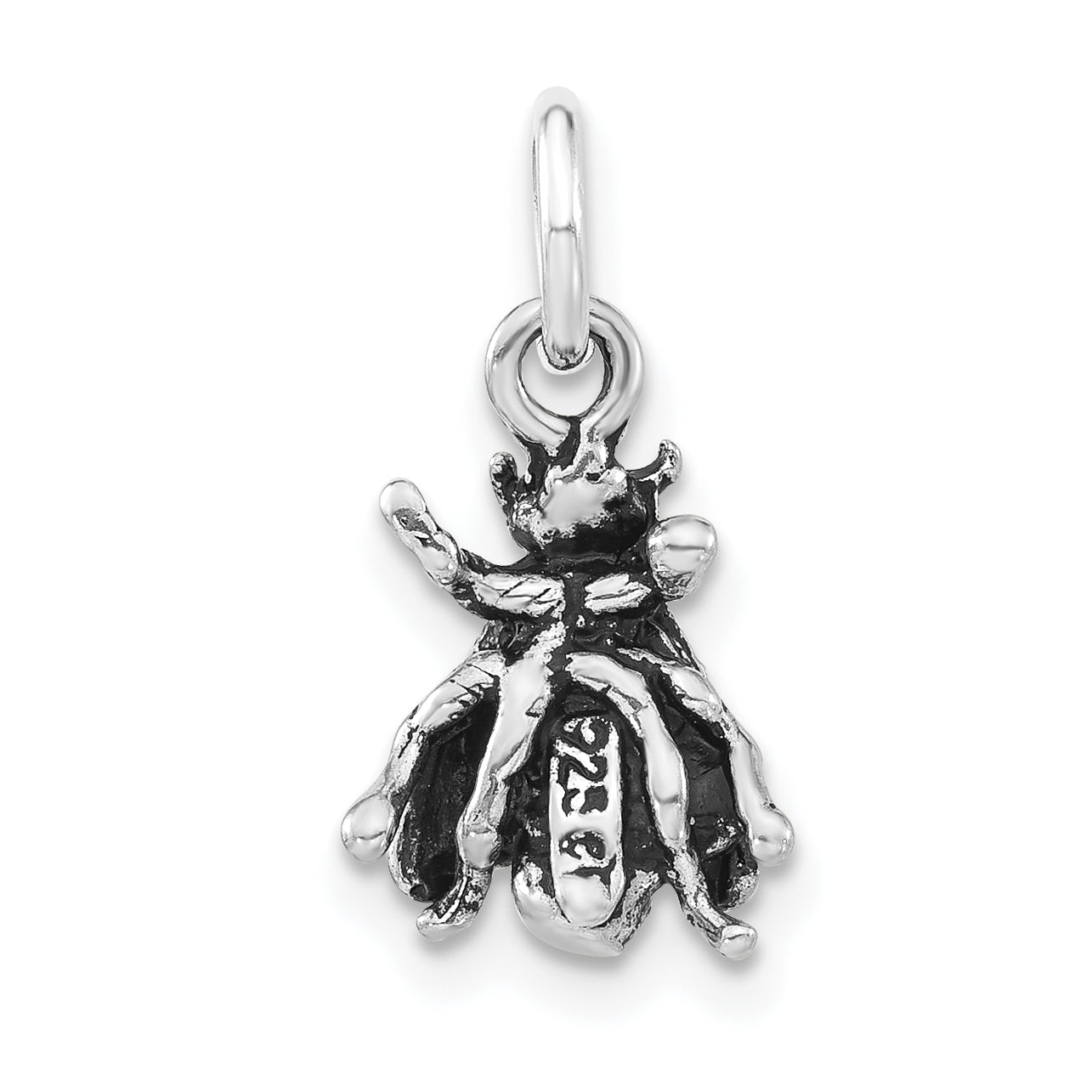 Sterling Silver 3-D Polished & Antiqued Fly Charm