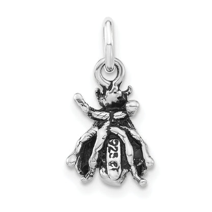 Sterling Silver 3-D Polished & Antiqued Fly Charm