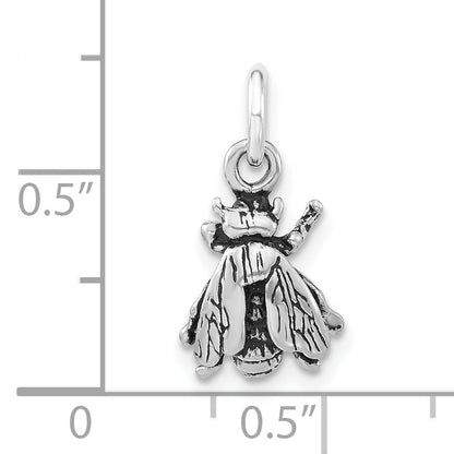 Sterling Silver 3-D Polished & Antiqued Fly Charm