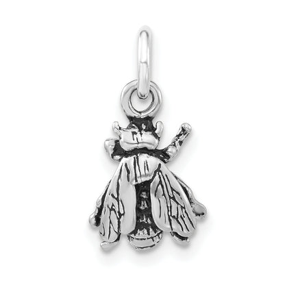 Sterling Silver 3-D Polished & Antiqued Fly Charm