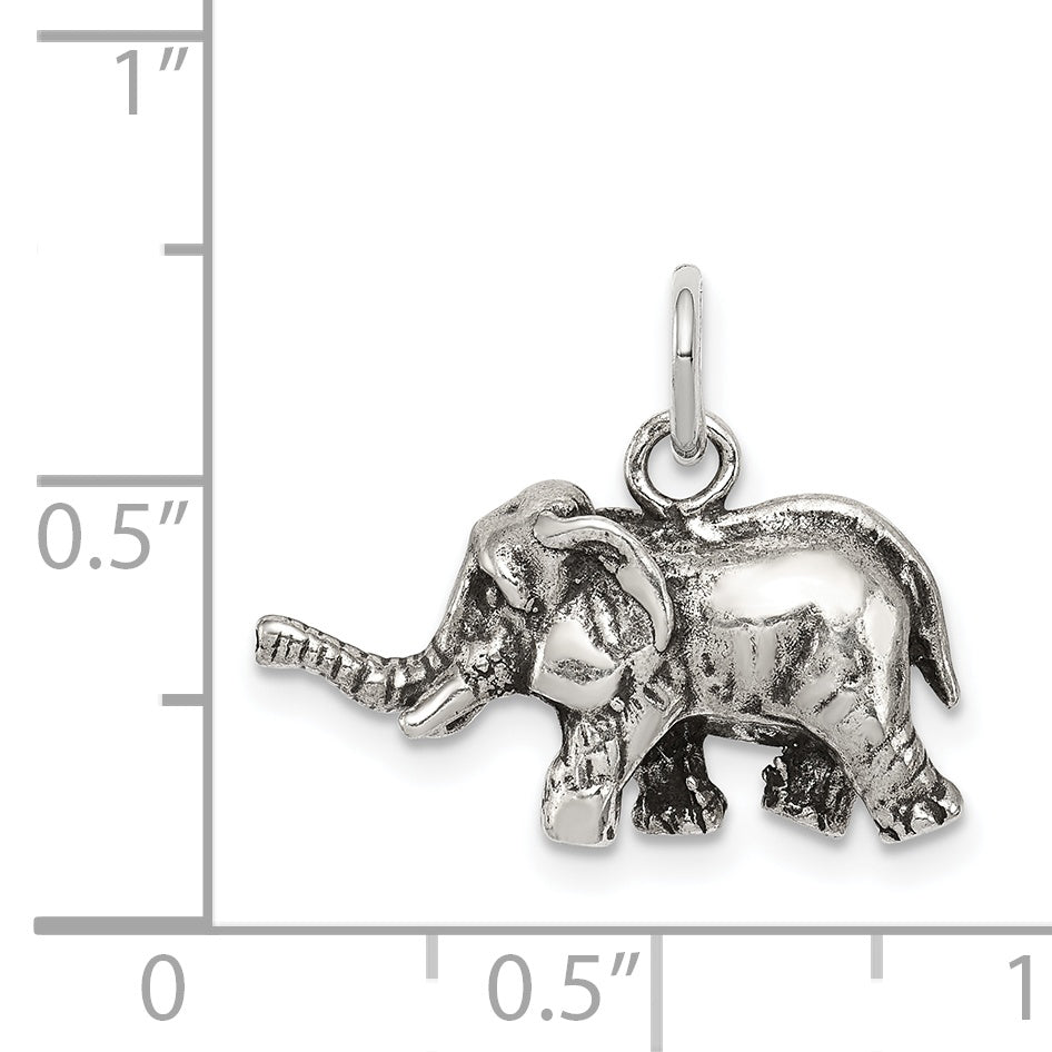 Sterling Silver Antiqued Elephant Charm