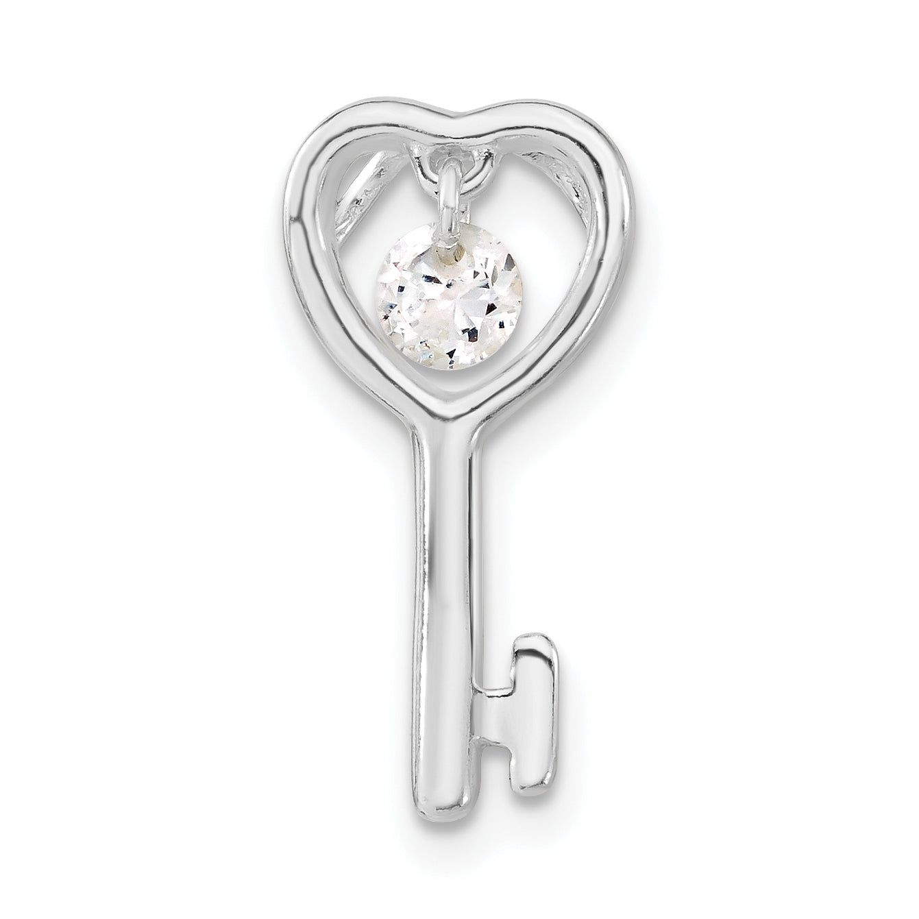 Sterling Silver Cz Open Key Pendant
