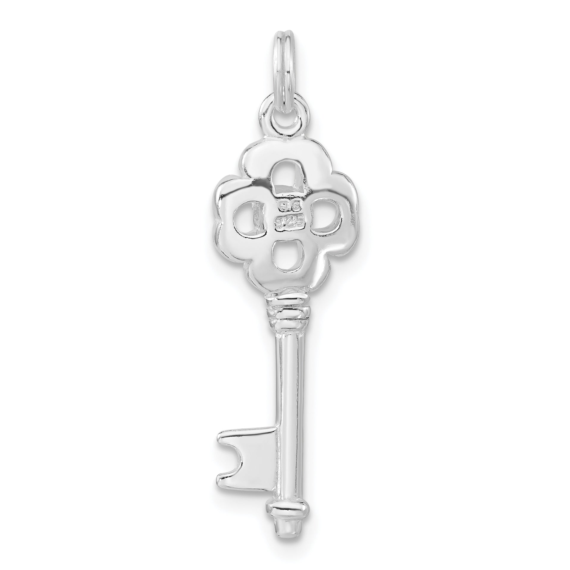 Sterling Silver Cz Key Pendant