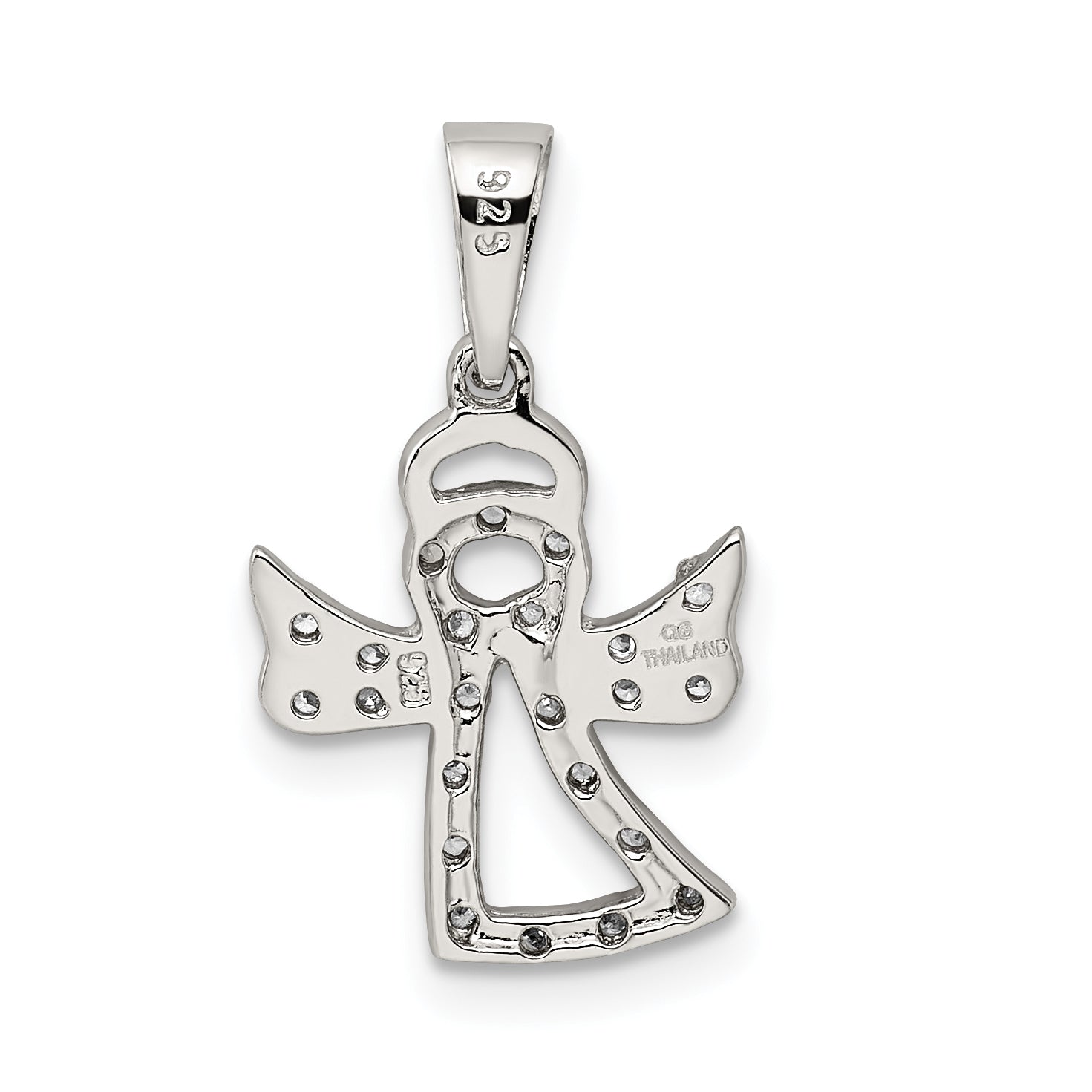 Sterling Silver Cz Angel Pendant