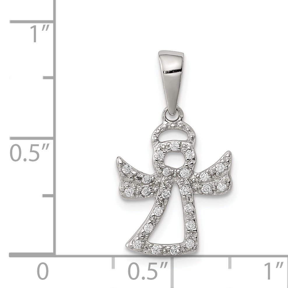 Sterling Silver Cz Angel Pendant
