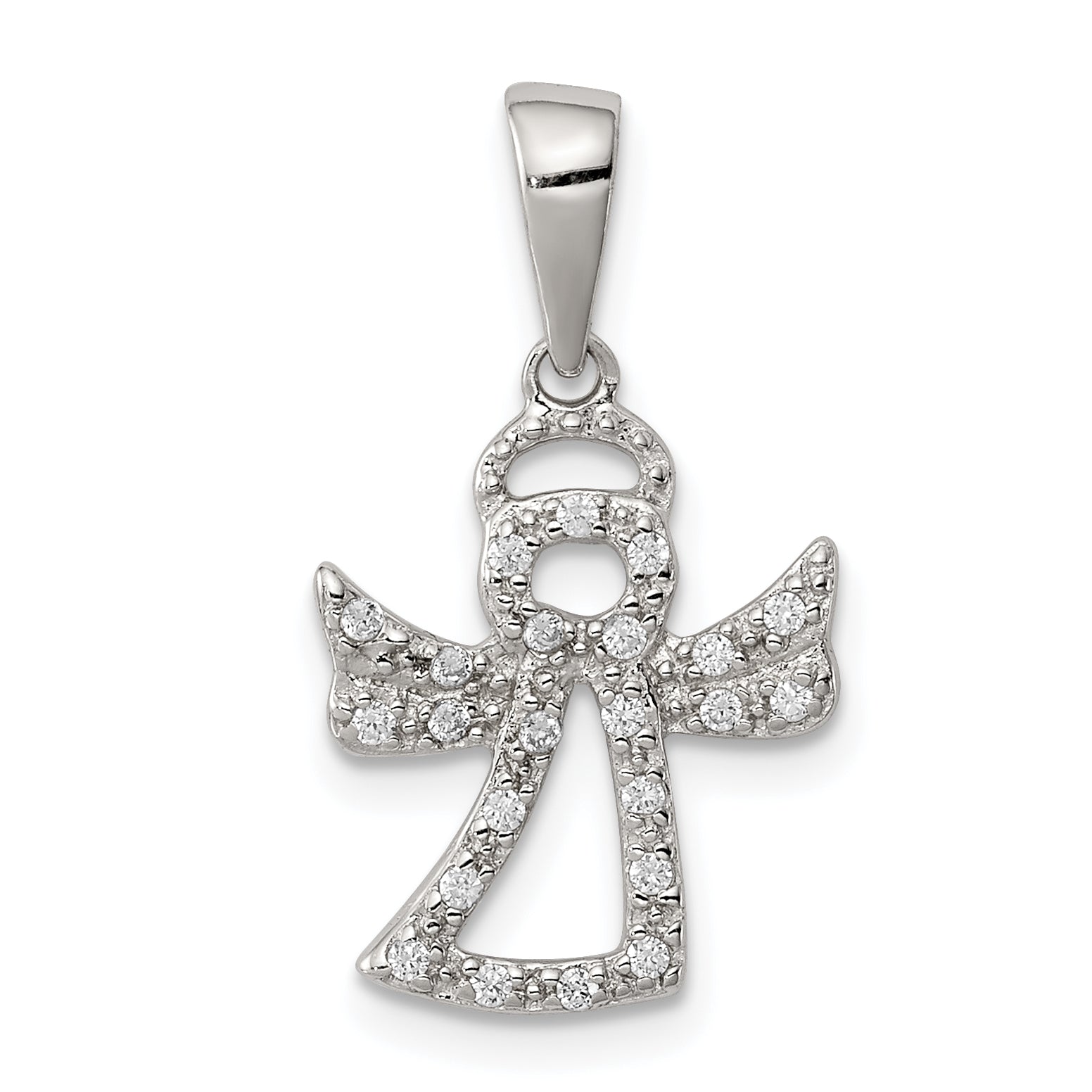 Sterling Silver Cz Angel Pendant