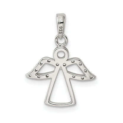Sterling Silver Rhodium-Plated Angel W/ Cz Wings Pendant