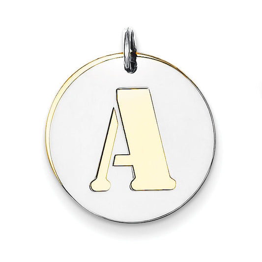 Sterling Silver Gp Initial A Double Plate Round Charm