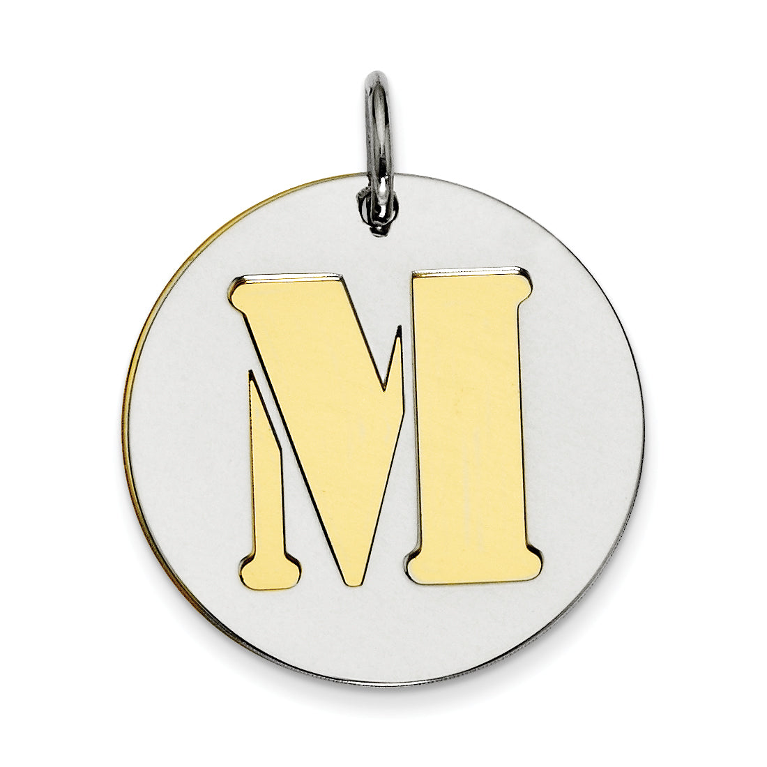 Sterling Silver Gp Initial M Double Plate Round Charm