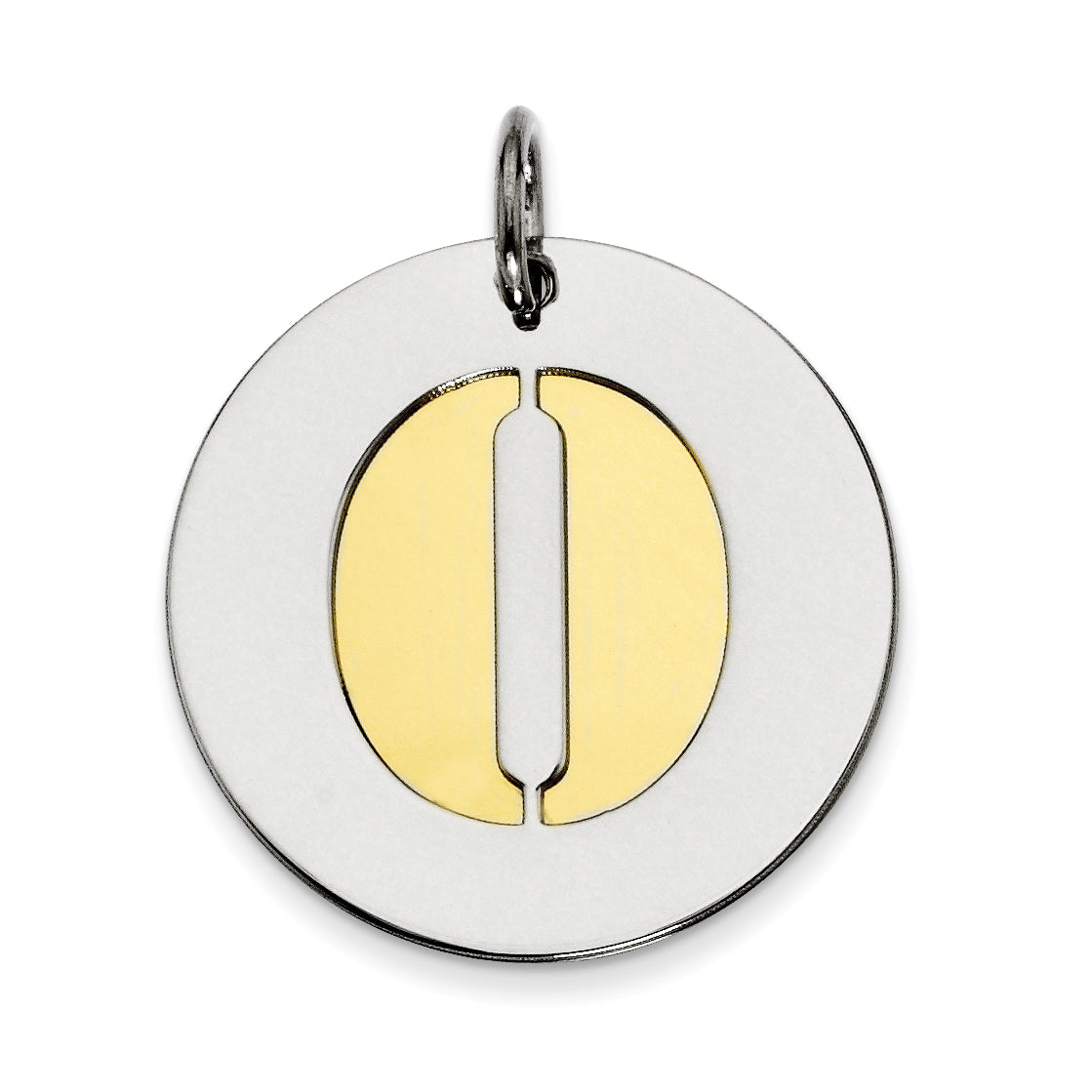 Sterling Silver Gp Initial O Double Plate Round Charm