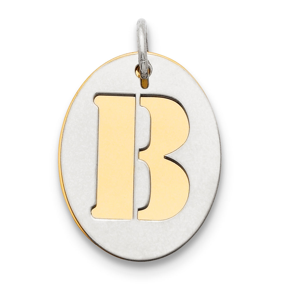 Sterling Silver Gp Initial B Double Plate Oval Charm