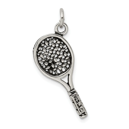 Sterling Silver Antiqued Tennis Racquet Charm