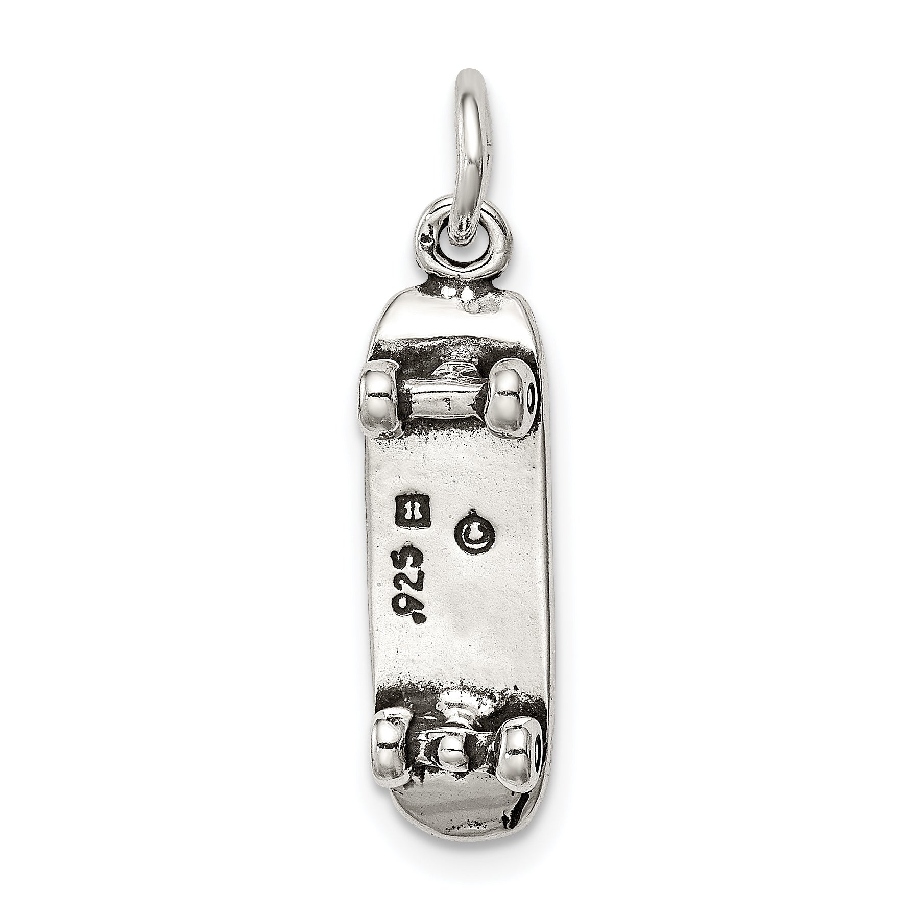 Sterling Silver Antiqued Skateboard Charm