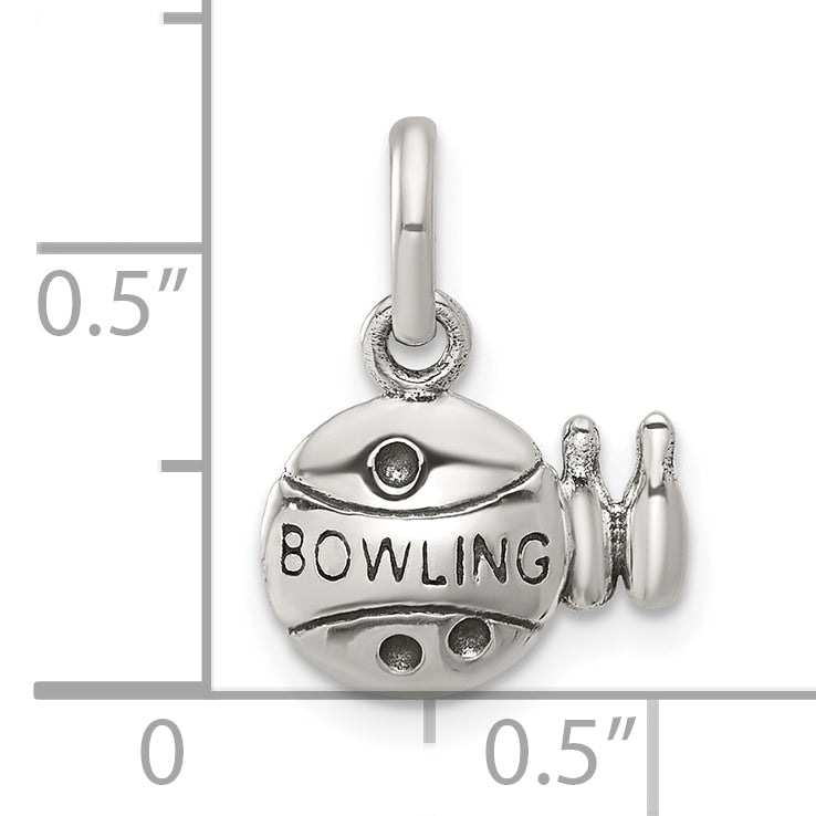 Sterling Silver Antiqued Bowling Ball And Pins Charm